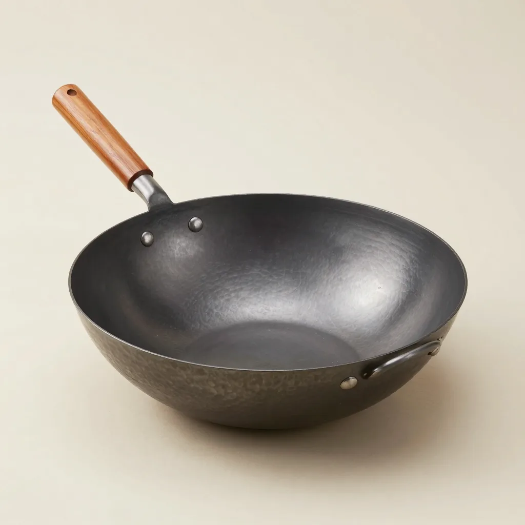 A hand-hammered carbon steel wok