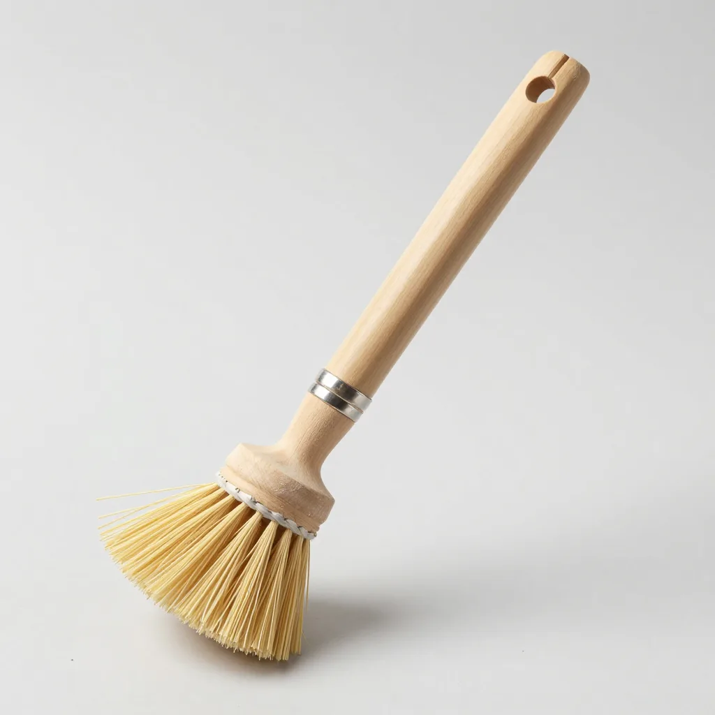 A bamboo wok cleaning brush